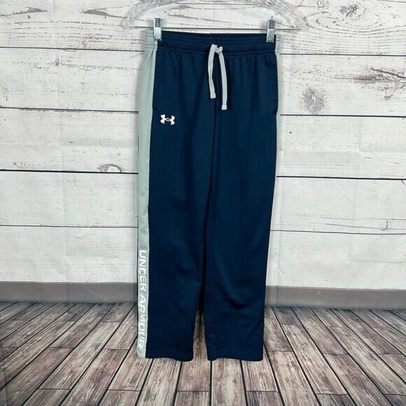 Under Armour Sweat Pants Medium Youth Boys Blue Gray Draw String Loose - Picture 1 of 7